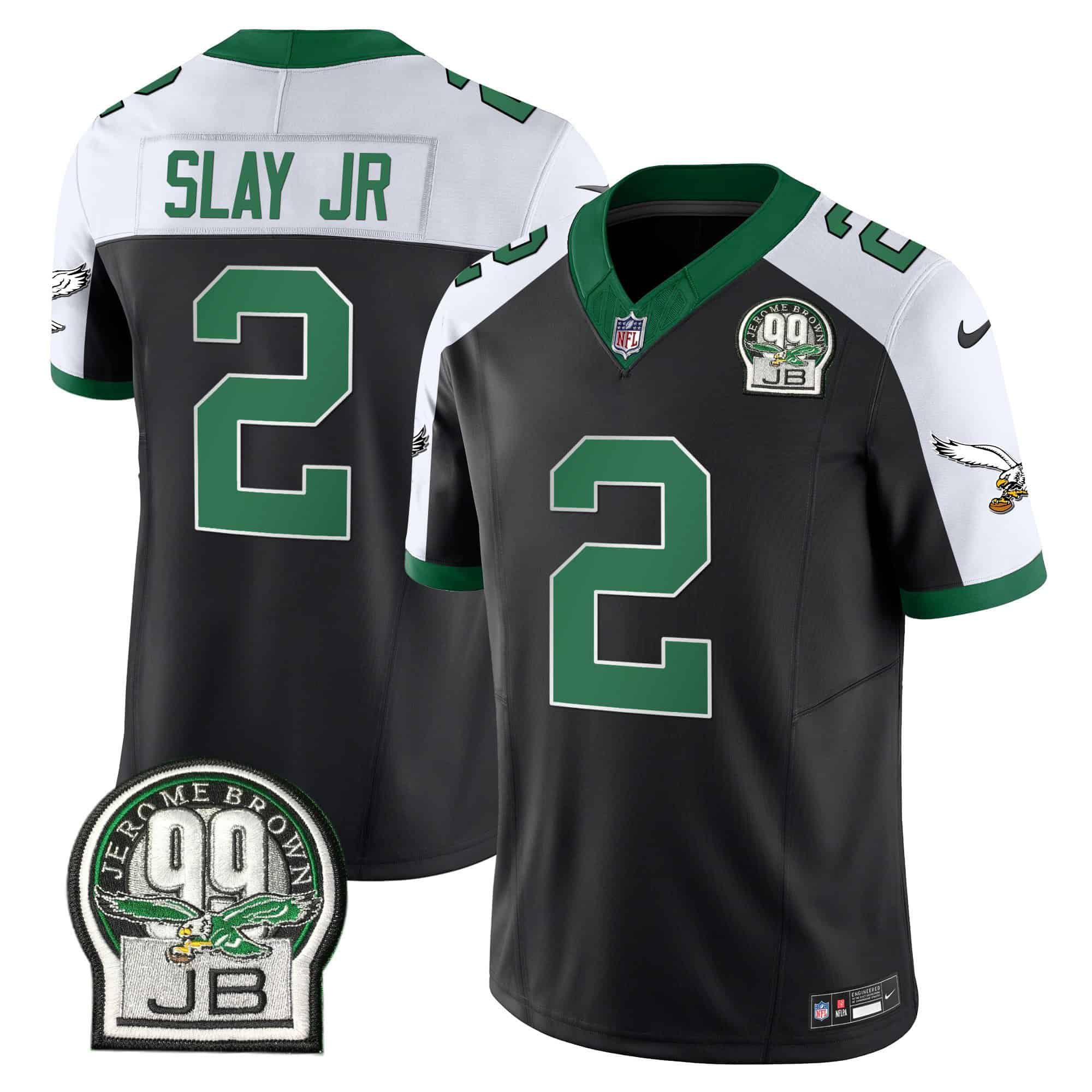 Men Philadelphia Eagles #2 Slay jr Black 2024 Nike Jerome Brown Patch Alternate Limited NFL Jersey